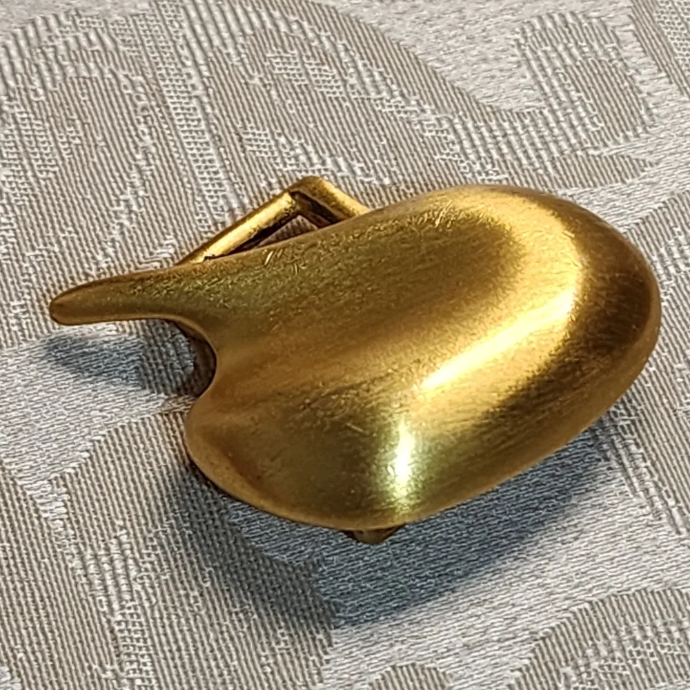 VINTAGE 1980s Sculptural GOLD PLATED Belt BUCKLE Bold Abstract Statement Piece